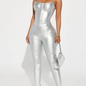Silver pants with tags